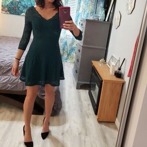 Green Lace Skater Dress NWOT